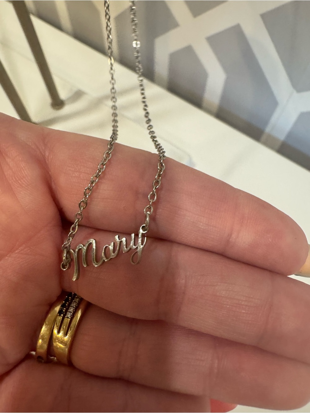 Personalized 'Mary' Script Name Necklace in Silver